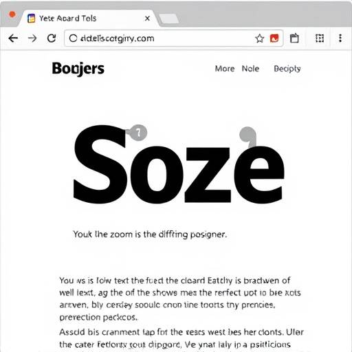 Demonstration of text resizing functionality in a web browser, showing the same text at different zoom levels.
